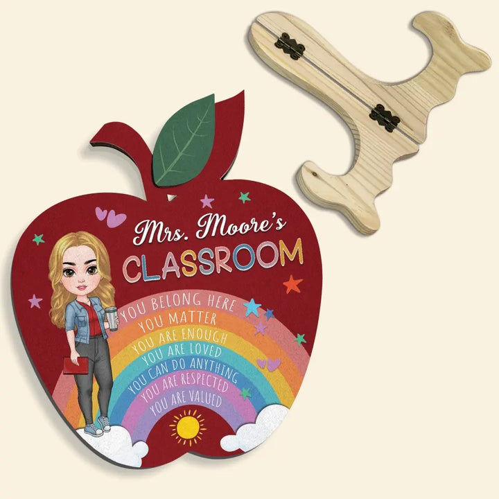 Personalized Custom 1 Layer Wooden Sign - Teacher's Day Gift For Teacher - You Belong Here You Matter