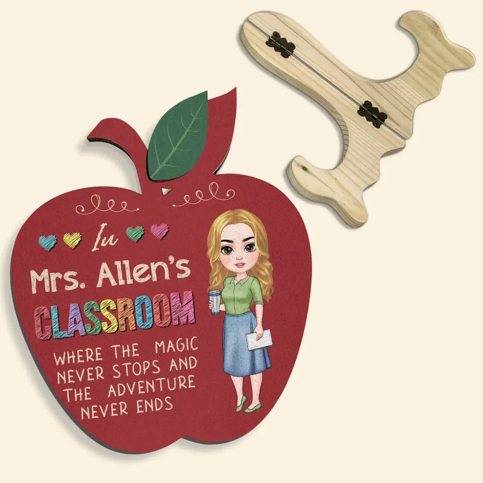 Personalized Custom 1 Layer Wooden Sign - Teacher's Day Gift For Teacher - Where The Magic Never Stop