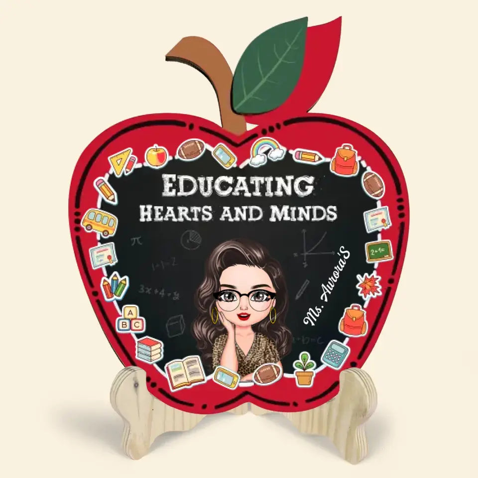 Personalized Custom 1 Layer Wooden Sign - Teacher's Day, Birthday Gift For Teacher - Teach Love Inspire