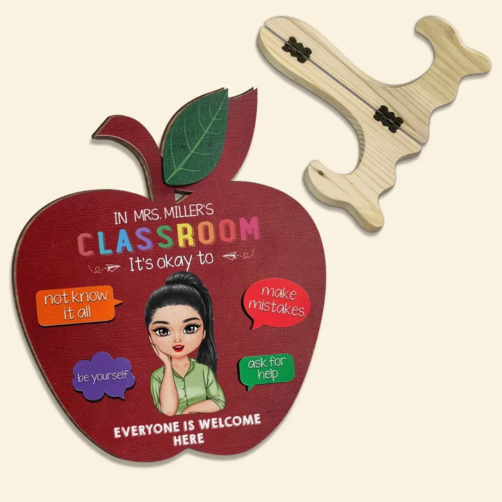 Personalized Custom 1 Layer Wooden Sign - Teacher's Day Gift For Teacher - Teacher Apple