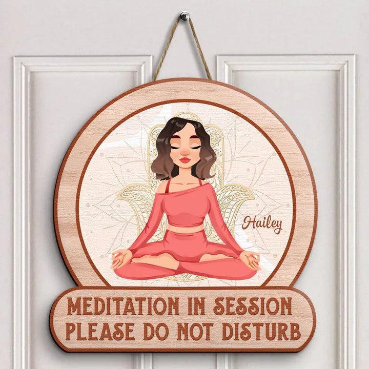 Personalized Custom Door Sign - Home Decor Gift For Yoga Lover - Let That Go