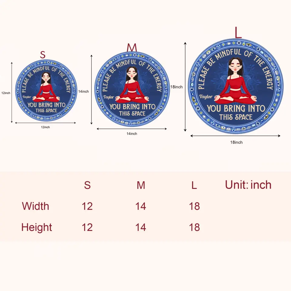 Personalized Custom Door Sign - Home Decor Gift For Yoga Lover - Please Be Mindful Of The Energy