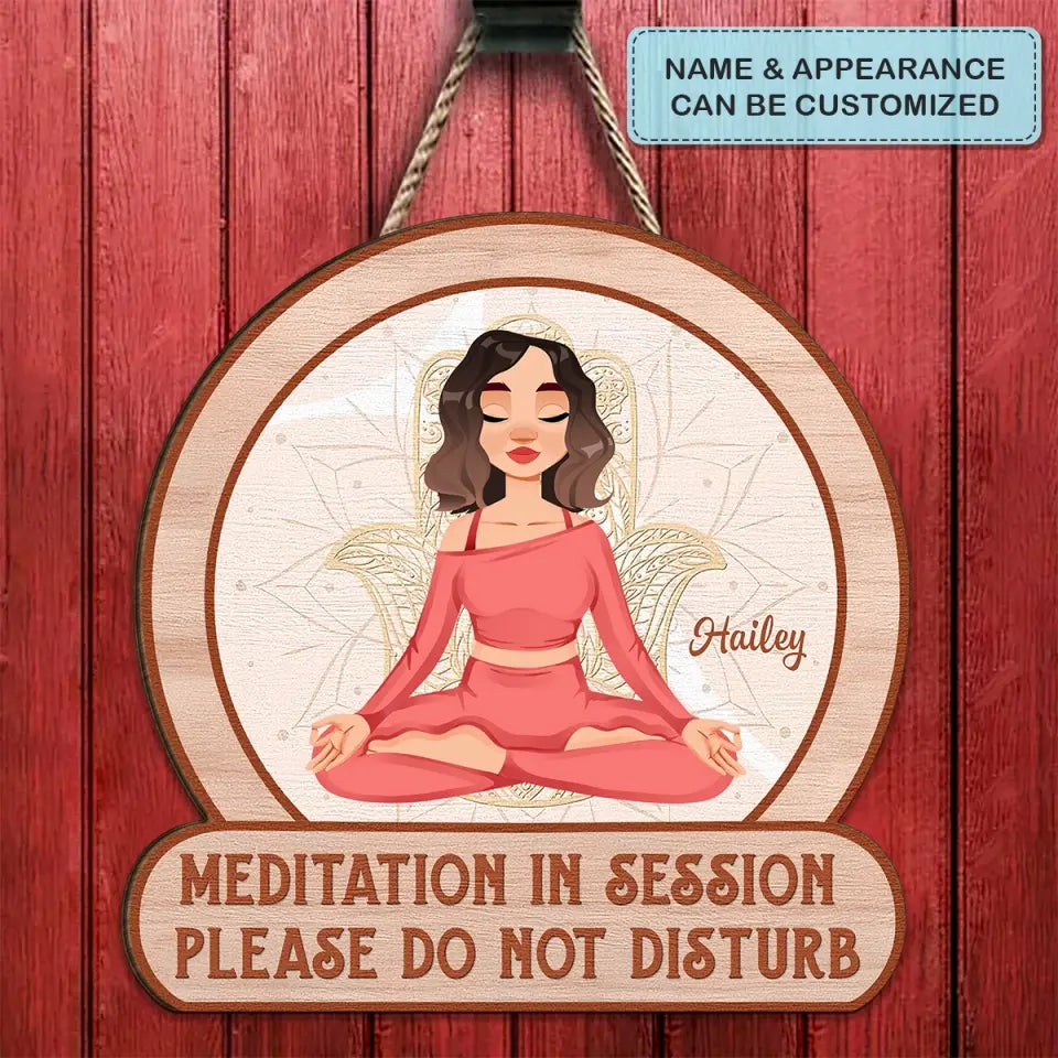 Personalized Custom Door Sign - Home Decor Gift For Yoga Lover - Let That Go
