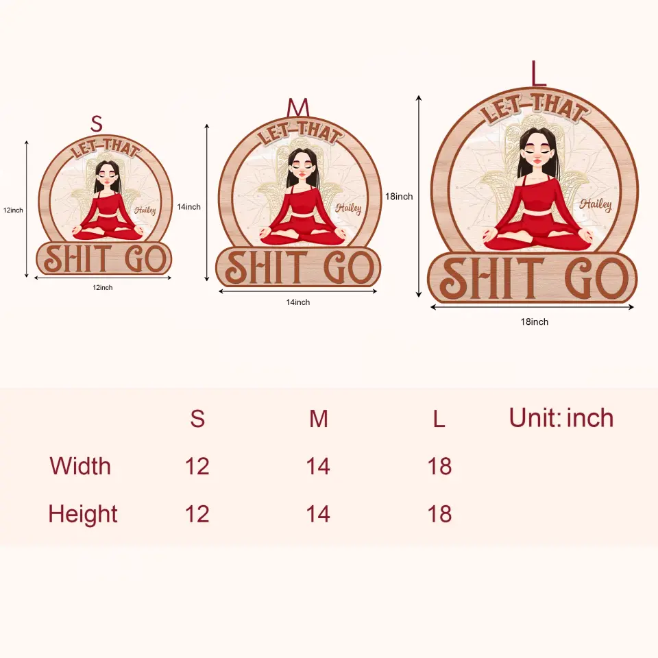 Personalized Custom Door Sign - Home Decor Gift For Yoga Lover - Let That Go