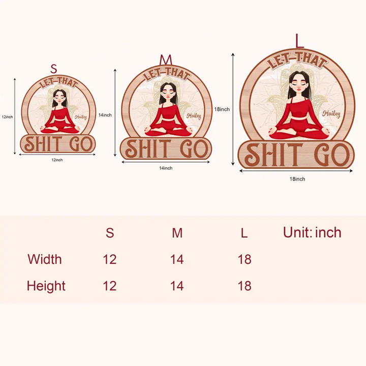 Personalized Custom Door Sign - Home Decor Gift For Yoga Lover - Let That Go