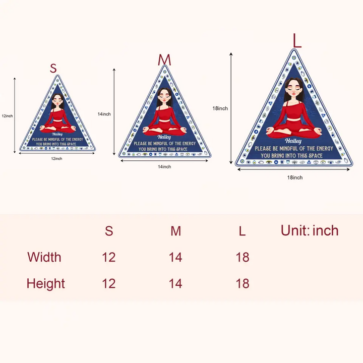 Personalized Custom Door Sign - Home Decor Gift For Yoga Lover - Please Be Mindful Of The Energy You Bring Into This Space