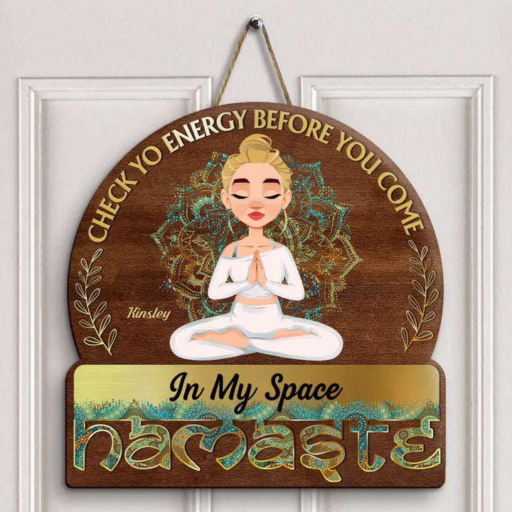 Personalized Custom Door Sign - Home Decor Gift For Yoga Lover - Namaste