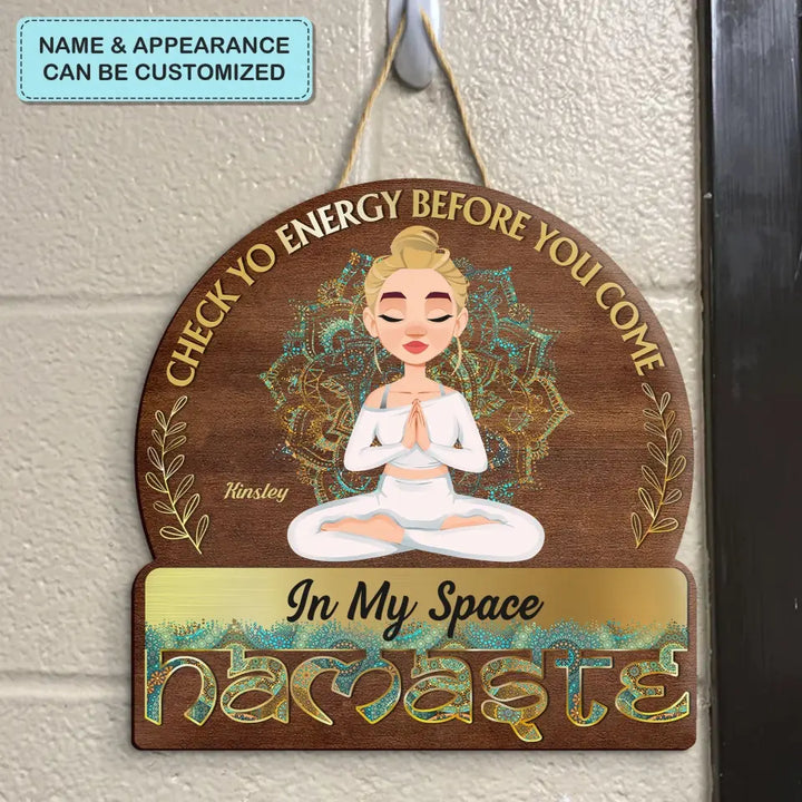 Personalized Custom Door Sign - Home Decor Gift For Yoga Lover - Namaste