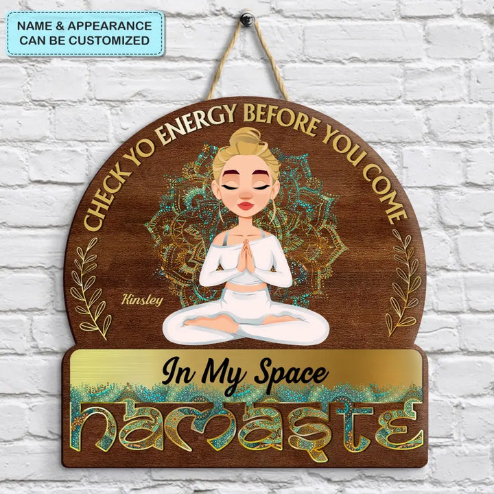 Personalized Custom Door Sign - Home Decor Gift For Yoga Lover - Namaste