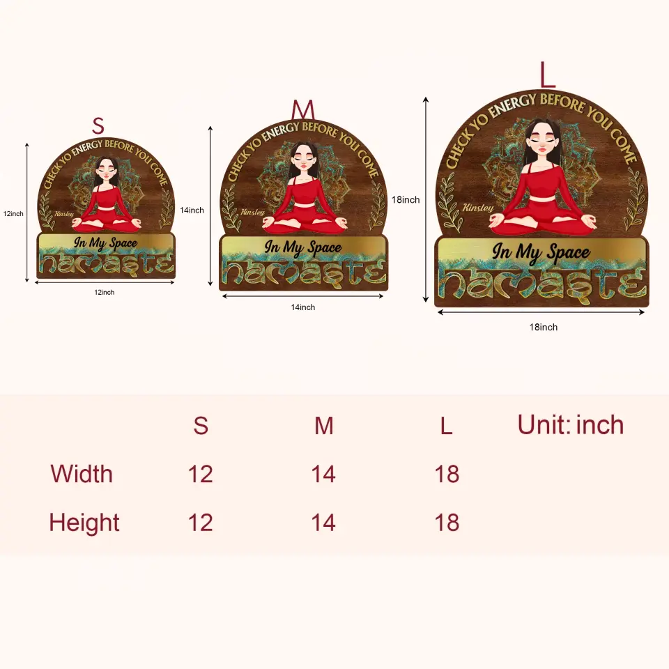 Personalized Custom Door Sign - Home Decor Gift For Yoga Lover - Namaste