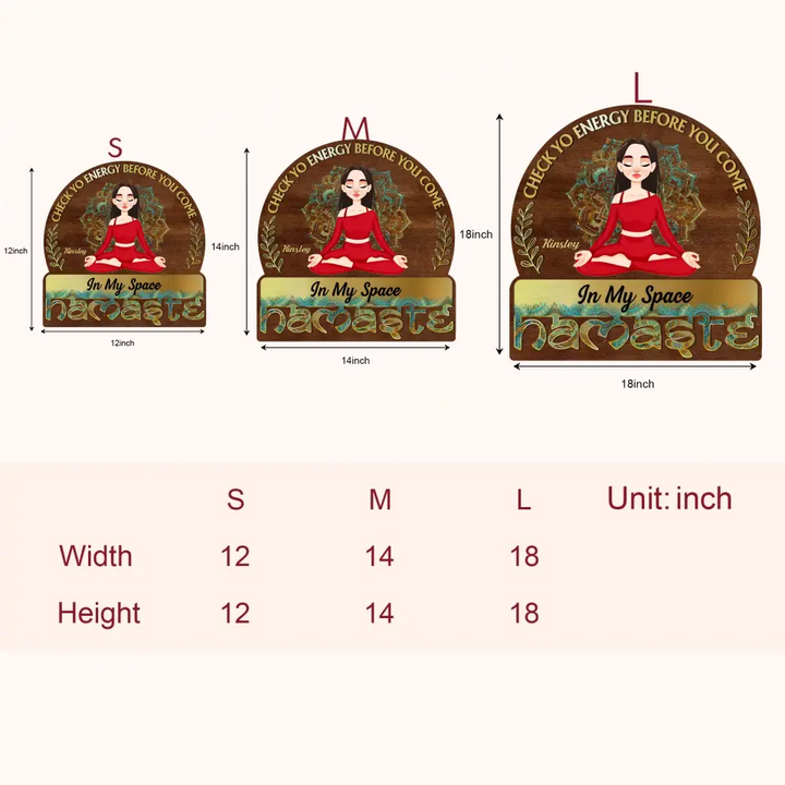 Personalized Custom Door Sign - Home Decor Gift For Yoga Lover - Namaste