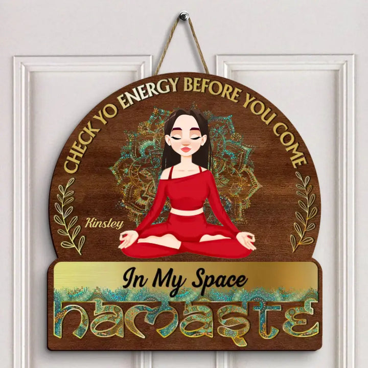 Personalized Custom Door Sign - Home Decor Gift For Yoga Lover - Namaste