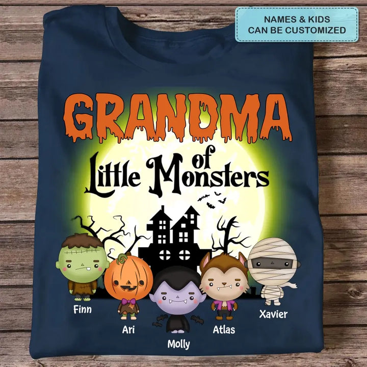 Personalized Custom T-shirt - Halloween Gift For Mom, Grandma - Grandma Of Little Monsters