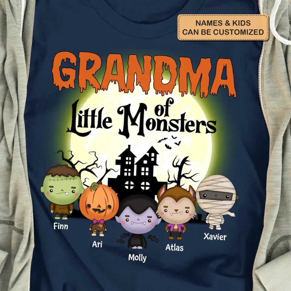 Personalized Custom T-shirt - Halloween Gift For Mom, Grandma - Grandma Of Little Monsters