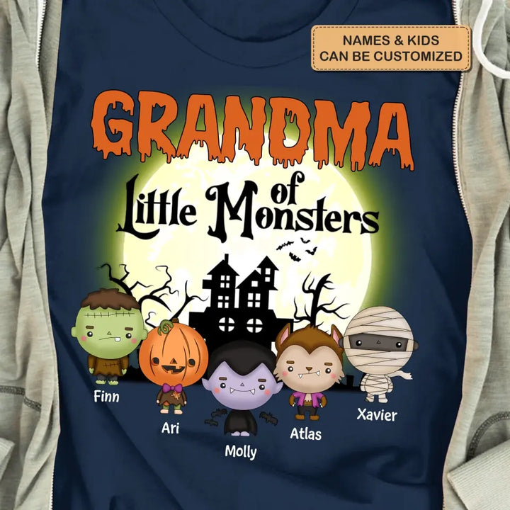 Personalized Custom T-shirt - Halloween Gift For Mom, Grandma - Grandma Of Little Monsters