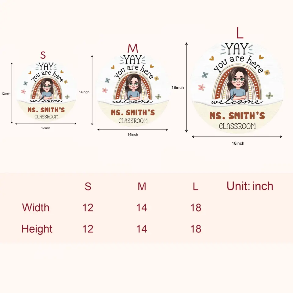 Personalized Custom Door Sign - Welcoming, Teacher's Day Gift For Teacher - Yay You Are Here