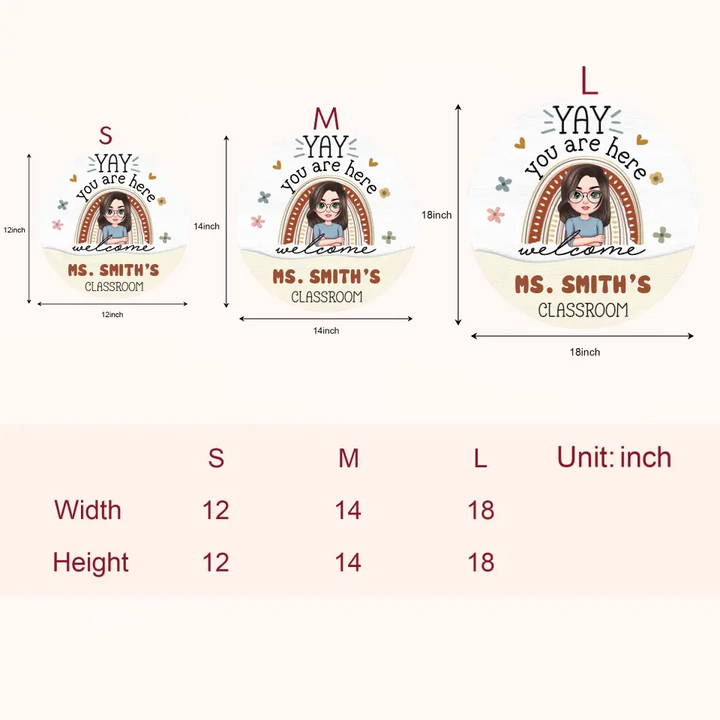 Personalized Custom Door Sign - Welcoming, Teacher's Day Gift For Teacher - Yay You Are Here