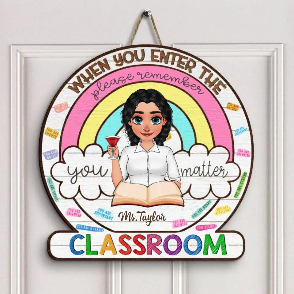Personalized Custom Door Sign - Teacher's Day, Appreciation Gift For Teacher - Please Remember Teacher Door Sign