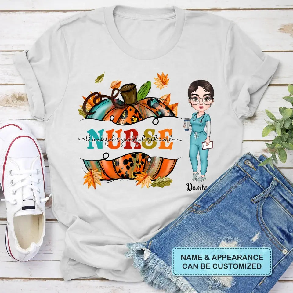 Personalized Custom T-shirt - Nurse's Day, Appreciation Gift For Nurse - Pumpkin Nurse