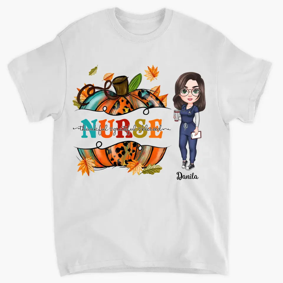 Personalized Custom T-shirt - Nurse's Day, Appreciation Gift For Nurse - Pumpkin Nurse