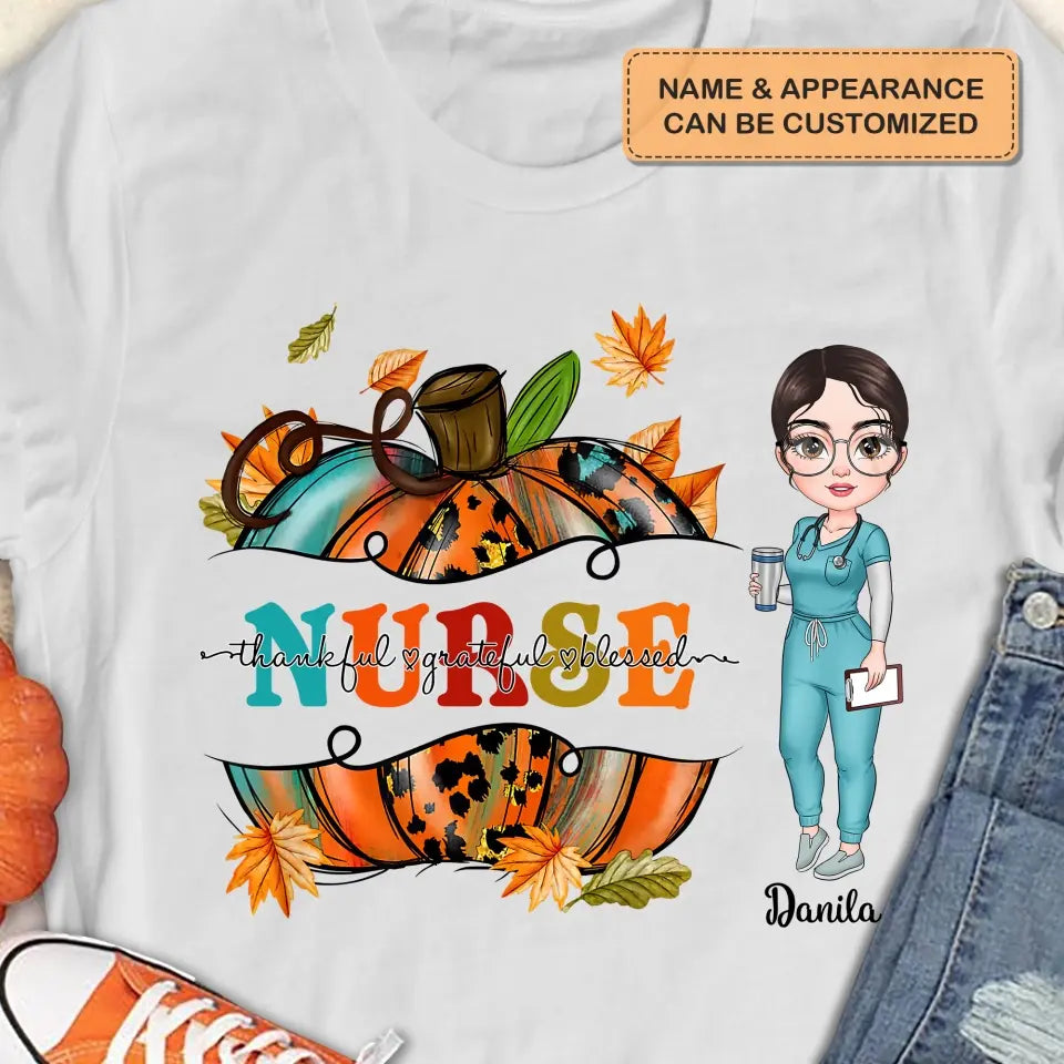 Personalized Custom T-shirt - Nurse's Day, Appreciation Gift For Nurse - Pumpkin Nurse