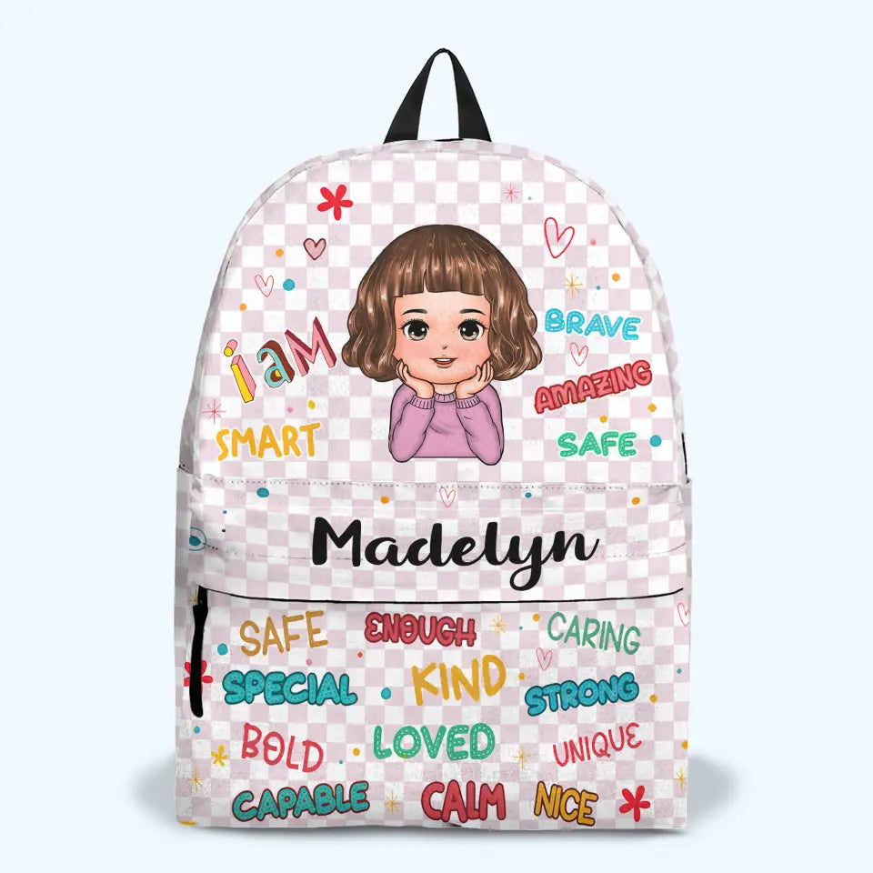 Personalized Custom Backpack - Back To School Gift For Kindergarten, Pre-K, 1st Grade, 2nd Grade, 3rd Grade, 4th Grade, 5th Grade Kid - I Am Smart Brave