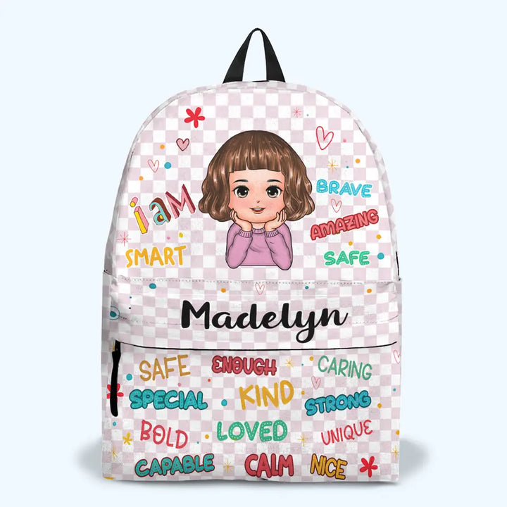 Personalized Custom Backpack - Back To School Gift For Kindergarten, Pre-K, 1st Grade, 2nd Grade, 3rd Grade, 4th Grade, 5th Grade Kid - I Am Smart Brave