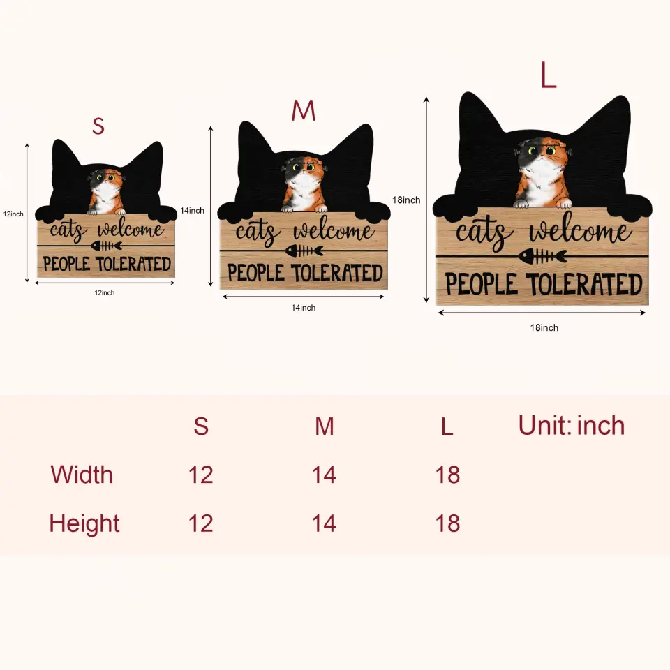 Cats Welcome People Tolerated - Personalized Custom Door Sign - Halloween Gift For Cat Mom, Cat Dad, Cat Lover, Cat Owner