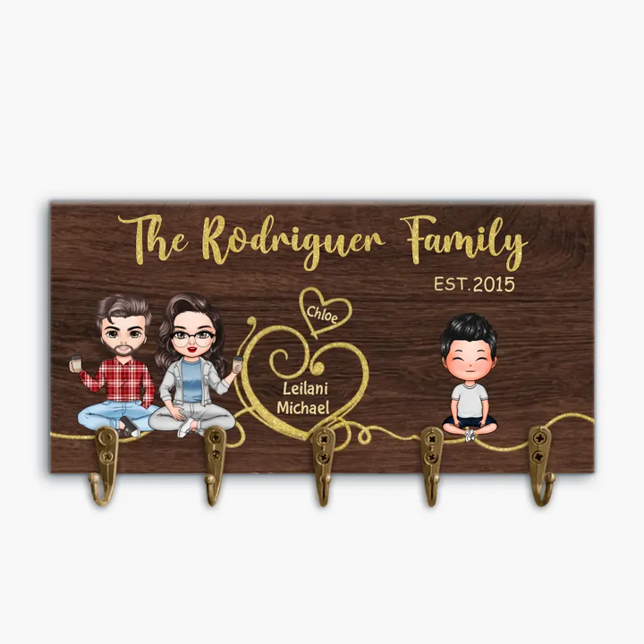 Personalized Custom Key Holder - Mother's Day, Father's Day Gift For Mom, Dad, Family Member - Family Wooden