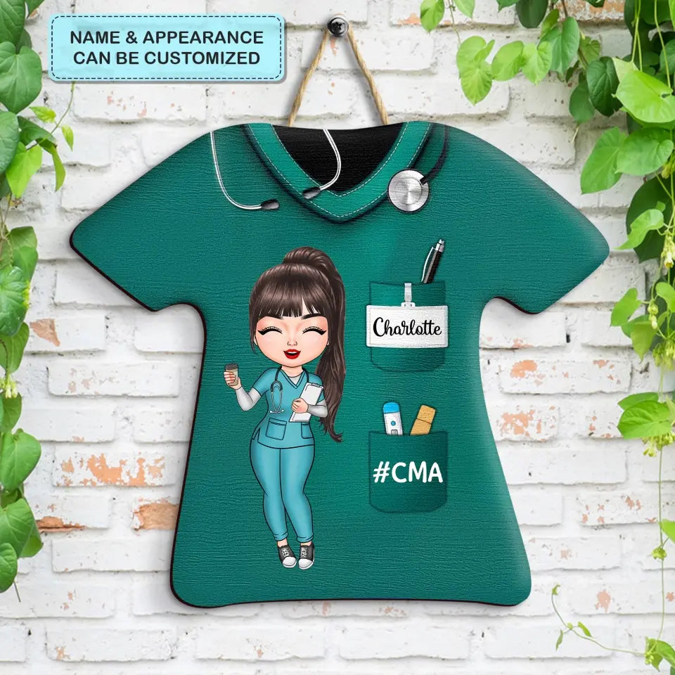 Personalized Custom Door Sign - Nurse's Day, Appreciation Gift For Nurse - Nurse Life Pretty Doll