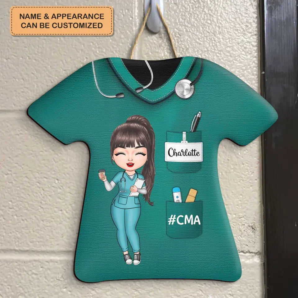 Personalized Custom Door Sign - Nurse's Day, Appreciation Gift For Nurse - Nurse Life Pretty Doll