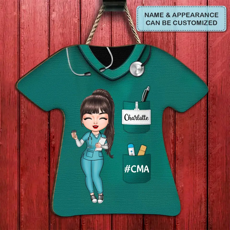 Personalized Custom Door Sign - Nurse's Day, Appreciation Gift For Nurse - Nurse Life Pretty Doll