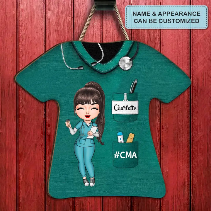 Personalized Custom Door Sign - Nurse's Day, Appreciation Gift For Nurse - Nurse Life Pretty Doll