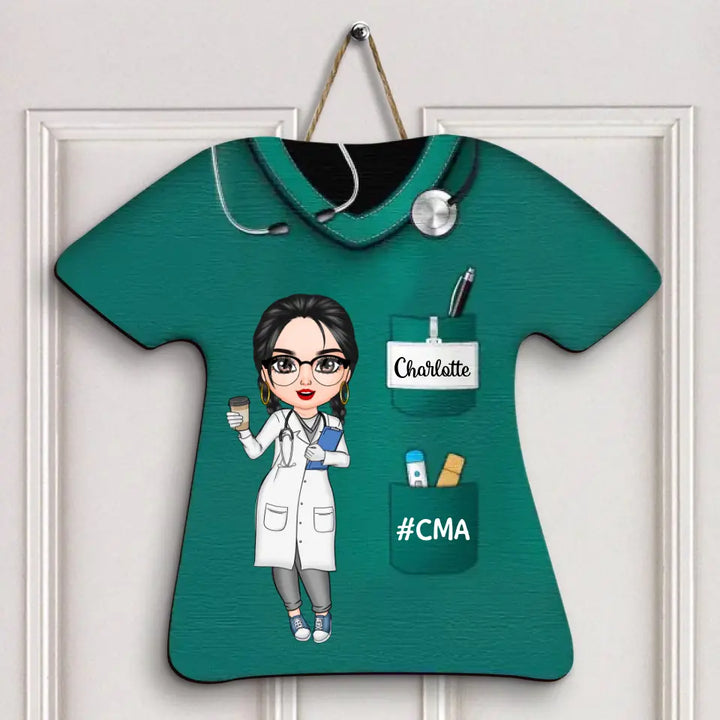 Personalized Custom Door Sign - Nurse's Day, Appreciation Gift For Nurse - Nurse Life Pretty Doll