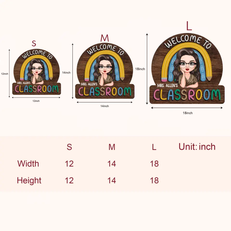 Personalized Custom Door Sign - Teacher's Day, Appreciation Gift For Teacher - Welcome To My Classroom