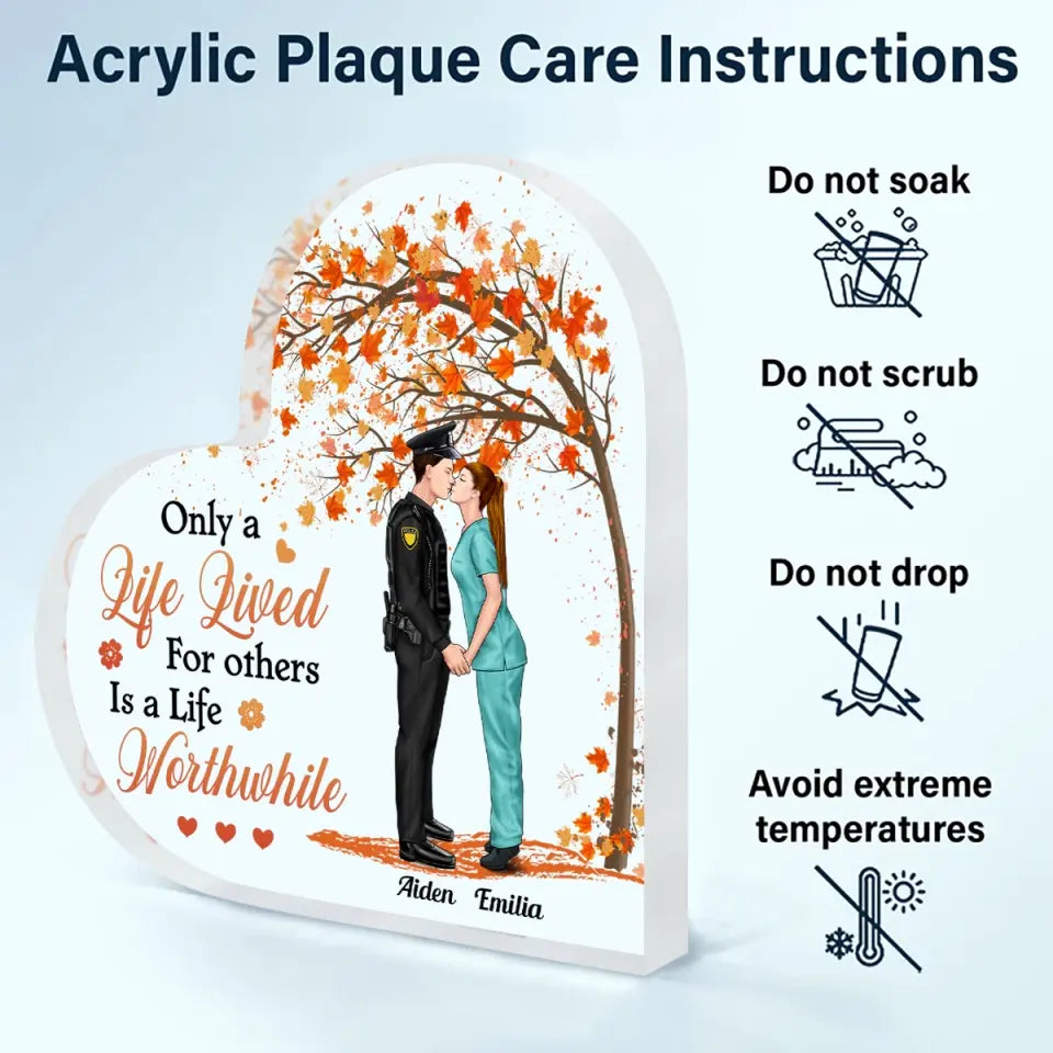 Personalized Custom Heart-shaped Acrylic Plaque - Anniversary Gift For Couple - Only A Life Lived For Others Is A Life Worthwhile