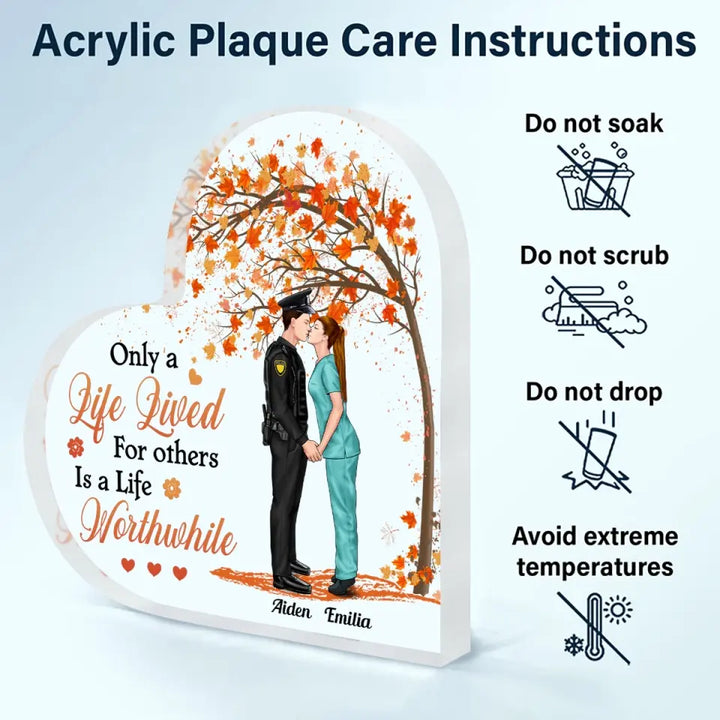 Personalized Custom Heart-shaped Acrylic Plaque - Anniversary Gift For Couple - Only A Life Lived For Others Is A Life Worthwhile