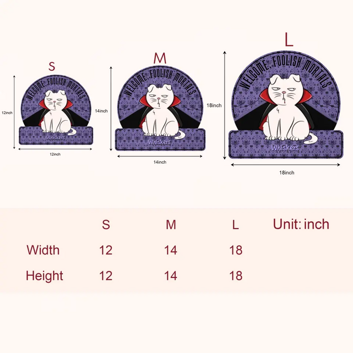 Welcome Foolish Mortals - Personalized Custom Door Sign - Halloween Gift For Cat Mom, Cat Dad, Cat Lover, Cat OwnerWelcome Foolish Mortals