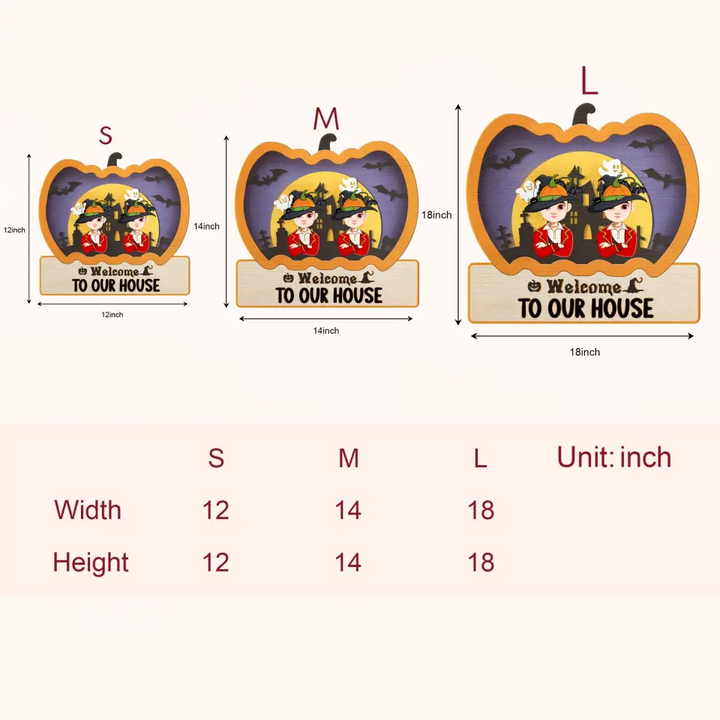 Welcome To Our House Halloween - Personalized Custom Door Sign - Halloween Gift For Mom, Dad, Family Member