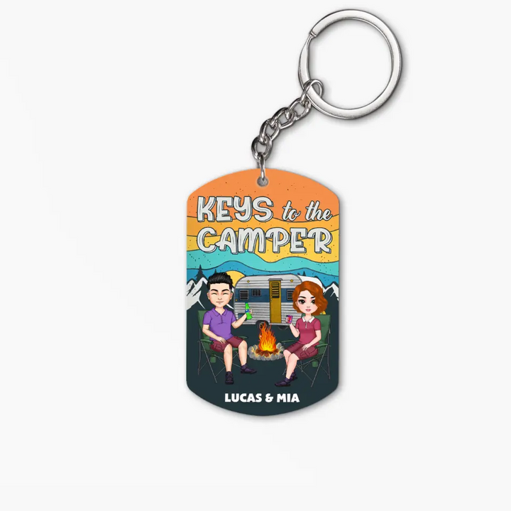 Personalized Custom Keychain - Anniversary Gift For Couple - Keys To The Campers