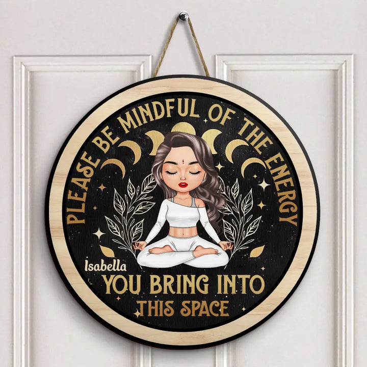 Personalized Custom Door Sign - Home Decor Gift For Yoga Lover - Check Ya Energy