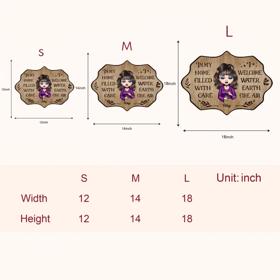 Personalized Custom Door Sign - Halloween Gift For Wiccan - I Welcome Water, Earth, Fire, Air