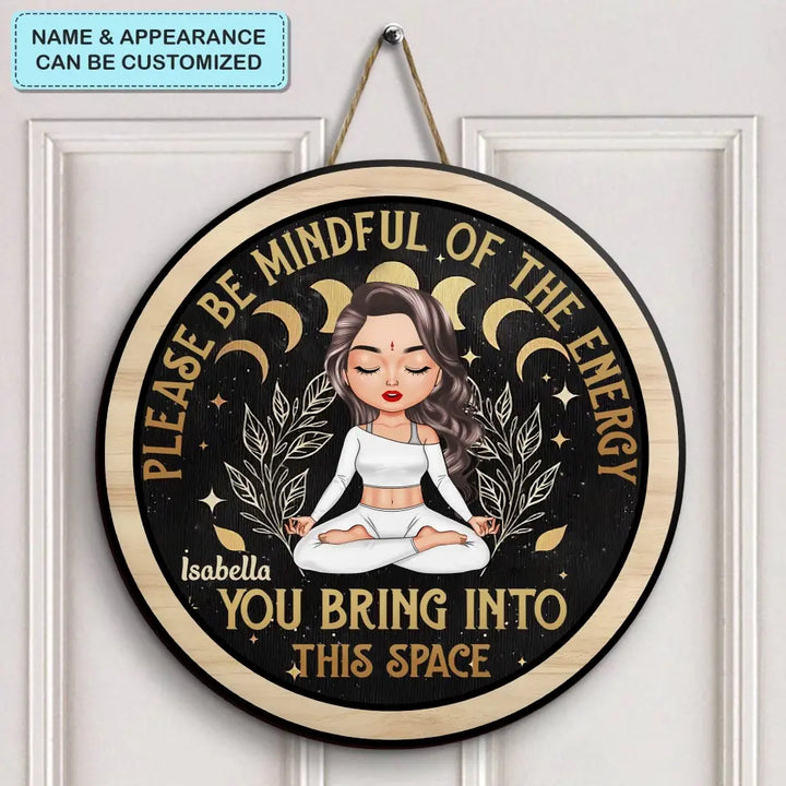 Personalized Custom Door Sign - Home Decor Gift For Yoga Lover - Check Ya Energy