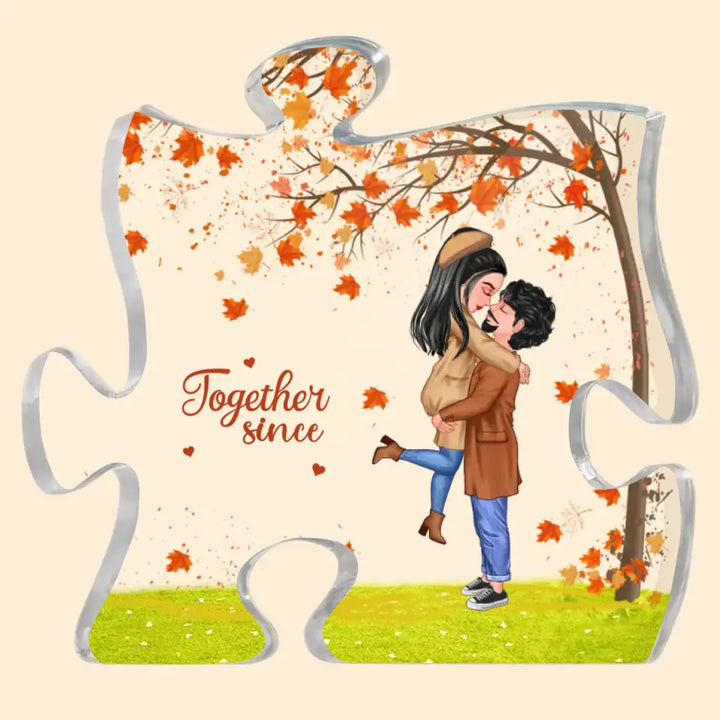 Personalized Custom Puzzle Acrylic Plaque - Gift For Couple - You're The Only One I Want To Annoy For The Rest Of My Life Fall