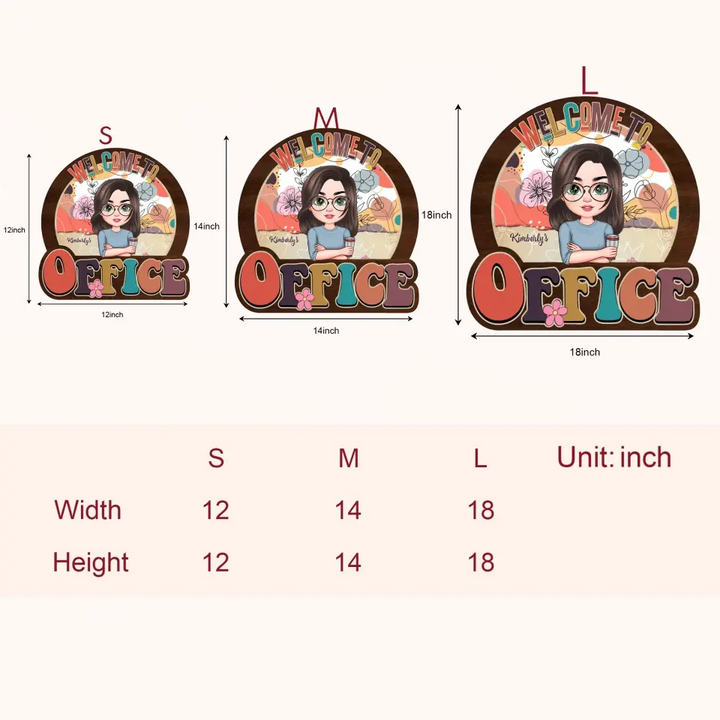 Personalized Custom Door Sign - Welcoming Gift For Office Staff, Colleague - Welcome To My Office Floral V2