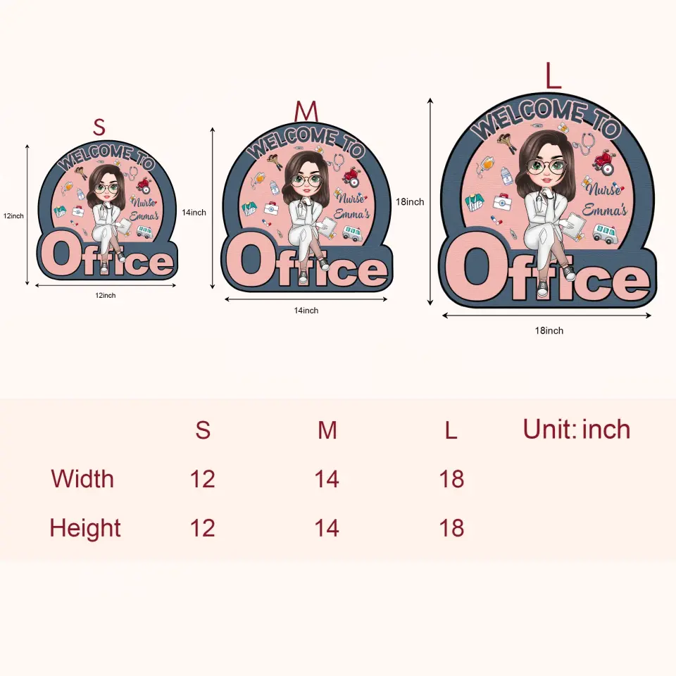 Personalized Custom Door Sign - Nurse's Day, Appreciation Gift For Nurse - Welcome To My Office V2