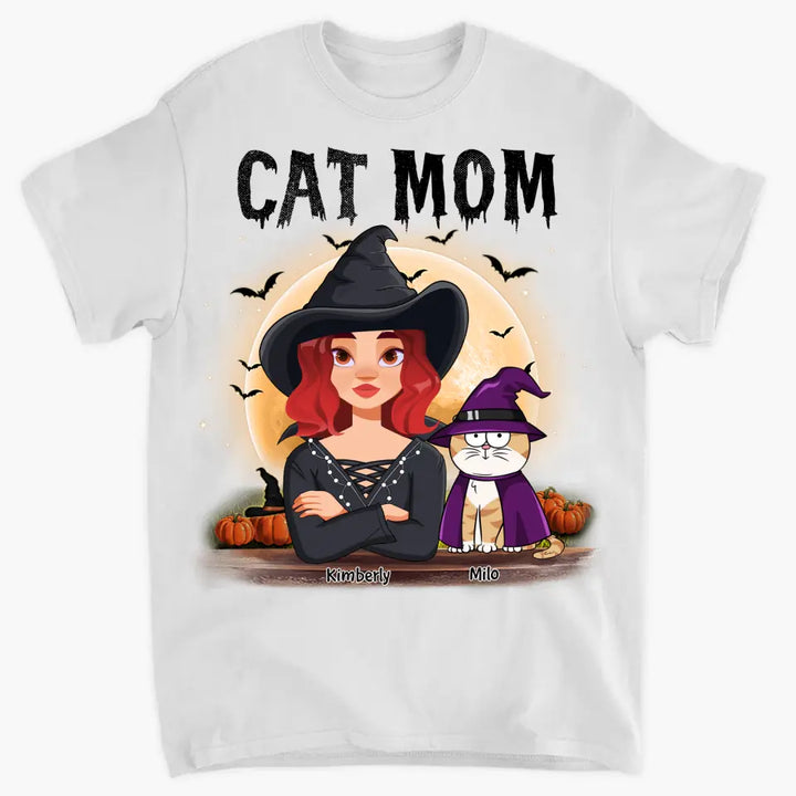 Personalized Custom T-shirt - Halloween Gift For Cat Mom, Cat Lover - Cat Mom Halloween
