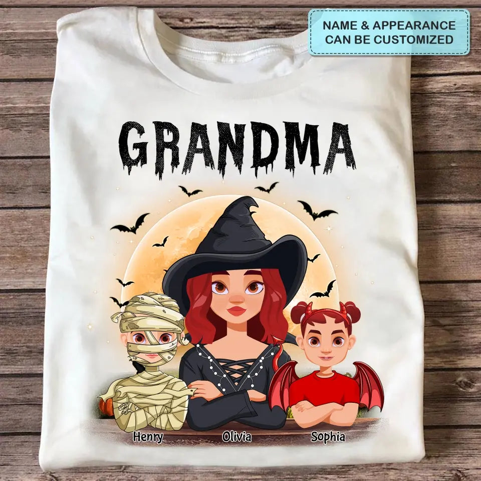 Personalized Custom T-shirt - Halloween Gift For Mom, Grandma - Grandkids Halloween