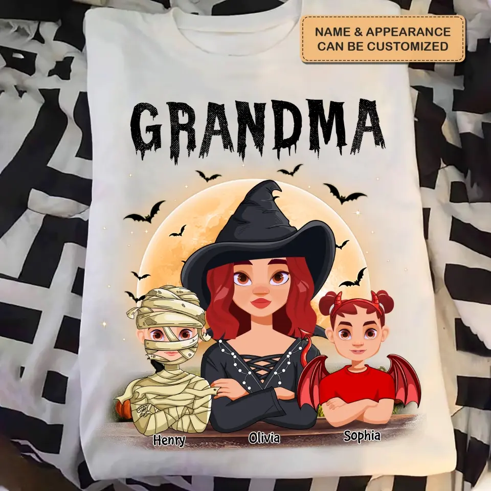 Personalized Custom T-shirt - Halloween Gift For Mom, Grandma - Grandkids Halloween