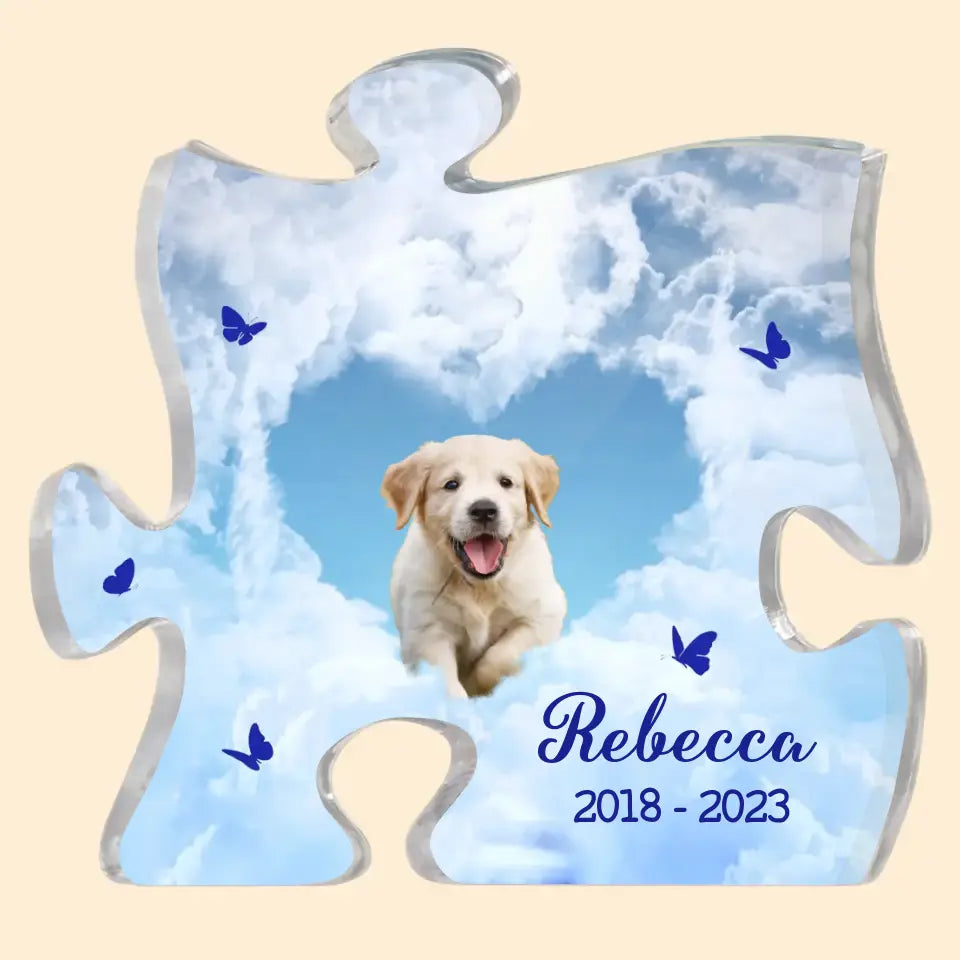 Personalized Puzzle Acrylic Plaque - Gift For Dog Lover, Pet Lover, Family - A Big Peace Of My Heart Lives In Heaven